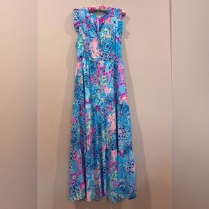 Lilly Pulitzer Destini Blue and Pink Floral Maxi Dress